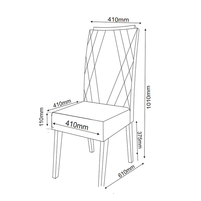 Mesa de Jantar Retangular Nubia com 4 Cadeiras Madeira Maciça Vegas Mel/Cinza/Grafite