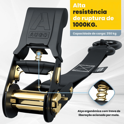 Kit 15pc de Cintas de Amarração com Catraca de 5m e Força de Ruptura de 1000kg – CargoClinch™