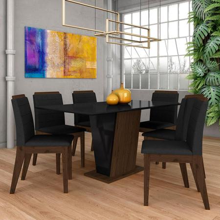 Mesa Com 6 Cadeiras Qatar 1,60 Imb/preto/preto