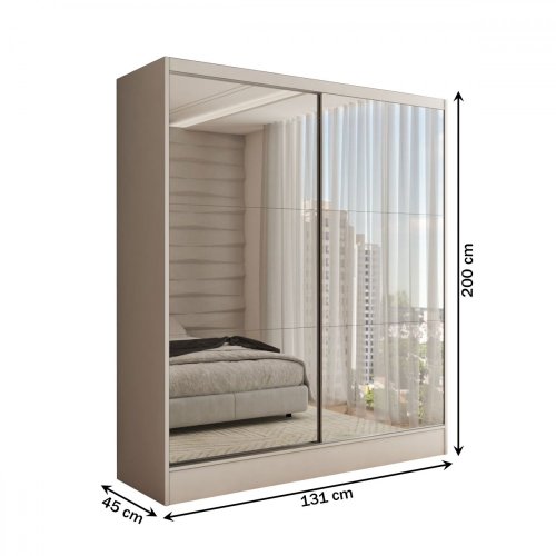 Guarda Roupas 2 Portas Solteiro Branco Acetinado com espelho