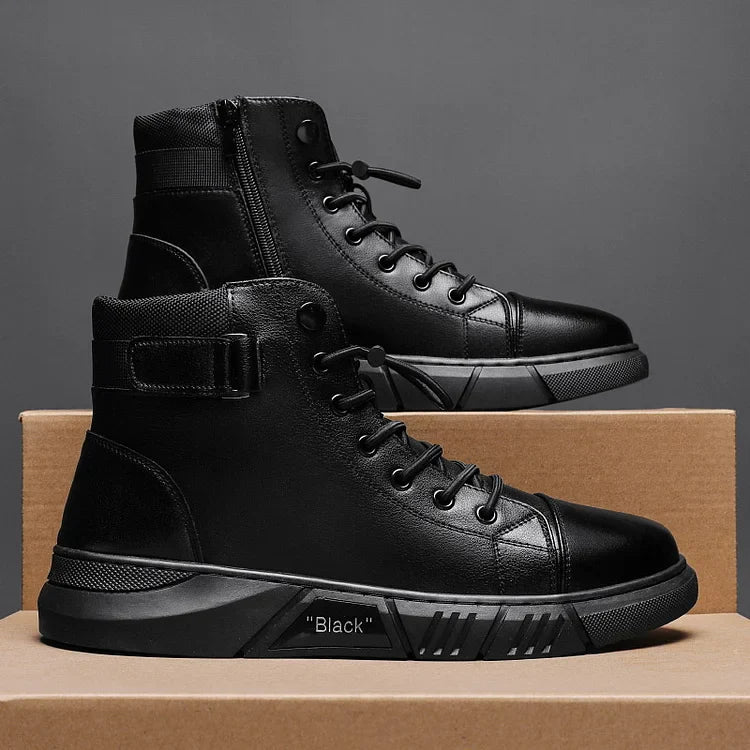 Bota de Couro Masculina - Black - Preço de Fábrica