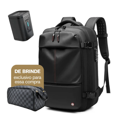 A Mochila de Viagem com Cadeado e Compressão a Vácuo Essence Trip + Brinde Necessaire