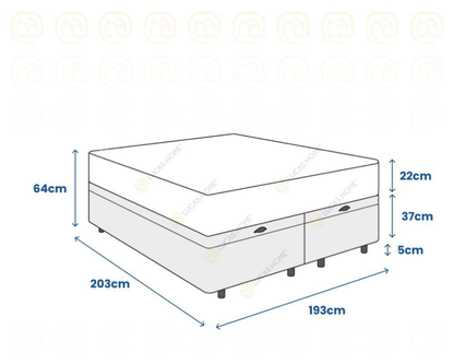 Cama box com Baú King + Colchão