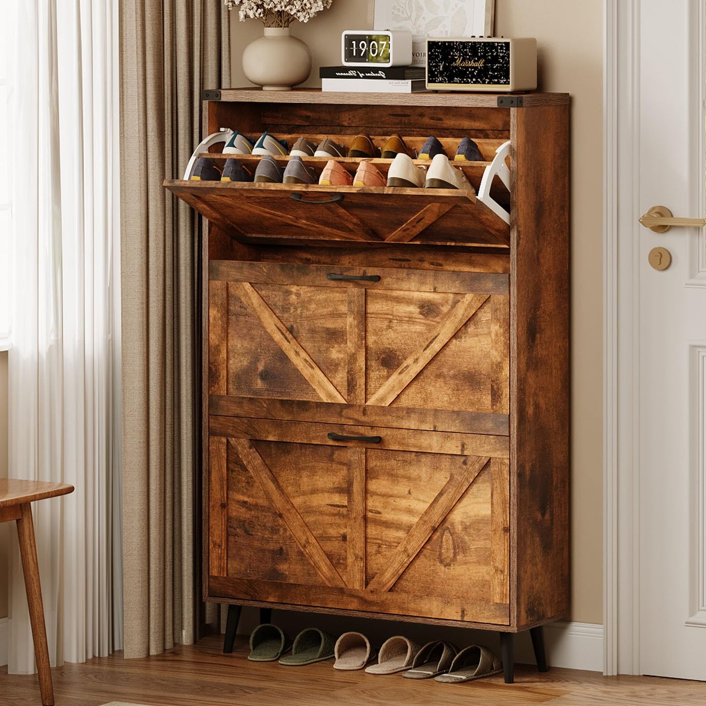 Armário de armazenamento de sapatos com 3 gavetas FILP para entrada + 1 Ano de Garantia