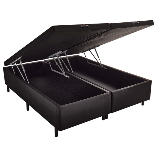 Cama Box Baú Queen Suede Preto 158x198