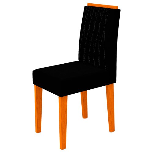 Conjunto Mesa de Jantar Bárbara 1,60m Tampo de Madeira com Vidro Colado com 6 Cadeiras Ana Ypê