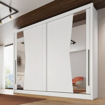 Guarda Roupa Casal com Espelho 2 Portas 6 Gavetas Egeu Novo Horizonte Branco