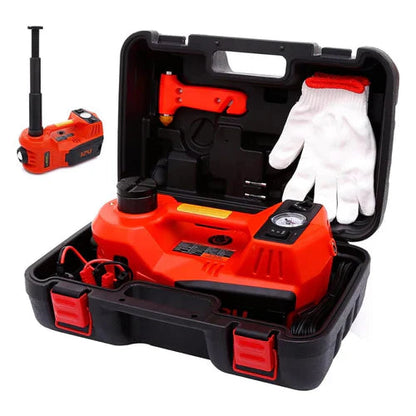 Kit Macaco Elétrico Multifuncional 3 em 1 com Chave de Impacto, Compressor de Ar e Luz LED + BRINDE (Kit limpeza automotiva)