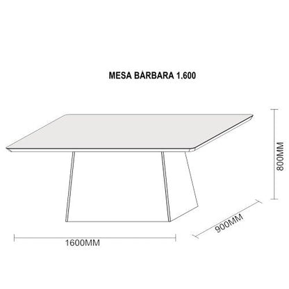Conjunto Mesa de Jantar Bárbara 1,60m Tampo de Madeira com Vidro Colado com 6 Cadeiras Ana Ypê