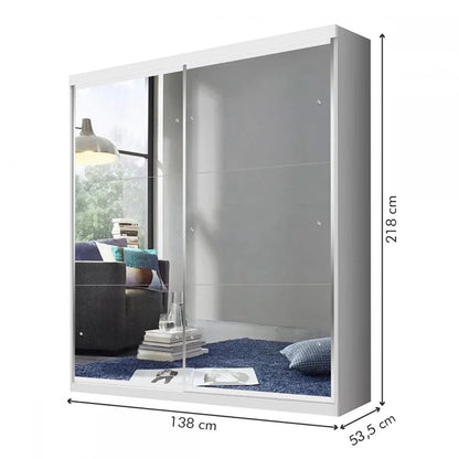 Guarda-Roupa Solteiro Salvador Top 2 Portas de Correr 2 Gavetas Branco - Minastex