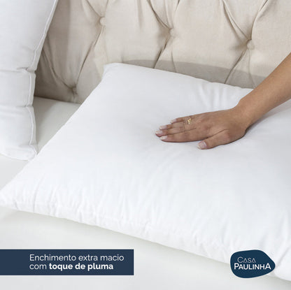 Kit 4 Travesseiro Toque de Pluma Suporte Firme Percal 180 Fios