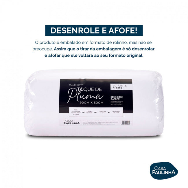 Kit 4 Travesseiro Toque de Pluma Suporte Firme Percal 180 Fios