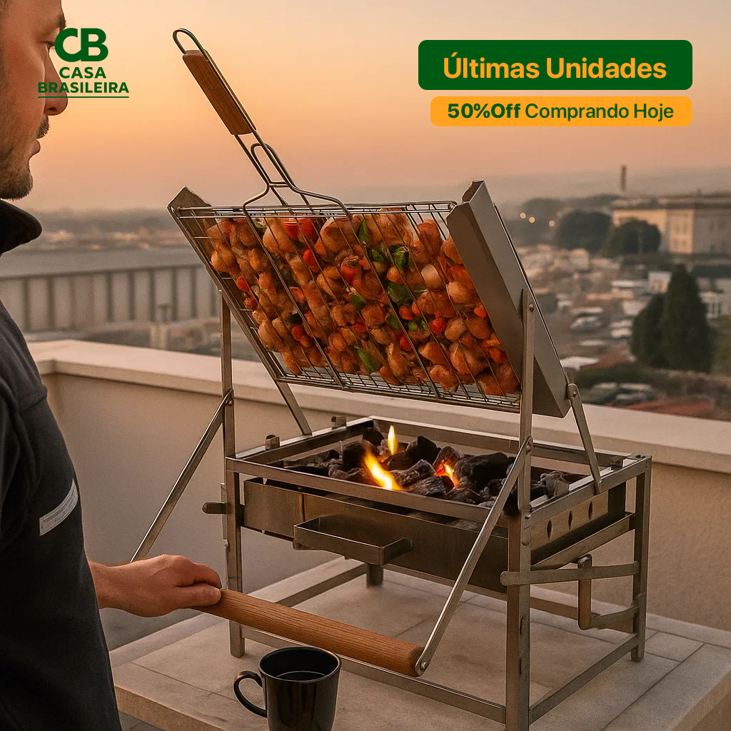 Churrasqueira com Grelha Giratória 360° | Queima de Estoque